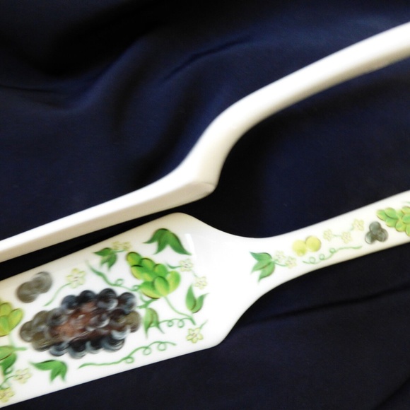 Set of 2 porcelain pie cake server grape pained pattern - Picture 5 of 8